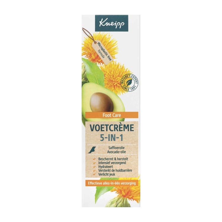 Voordeeldrogisterij Kneipp saffloerolie avocado-olie 5 in 1 Voetcrème - 75 ml aanbieding