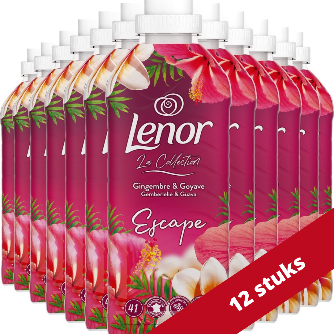 Voordeeldrogisterij Lenor Wasverzachter Gemberlelie & Guava Escape Voordeelverpakking - 492 wasbeurten (12x41) aanbieding