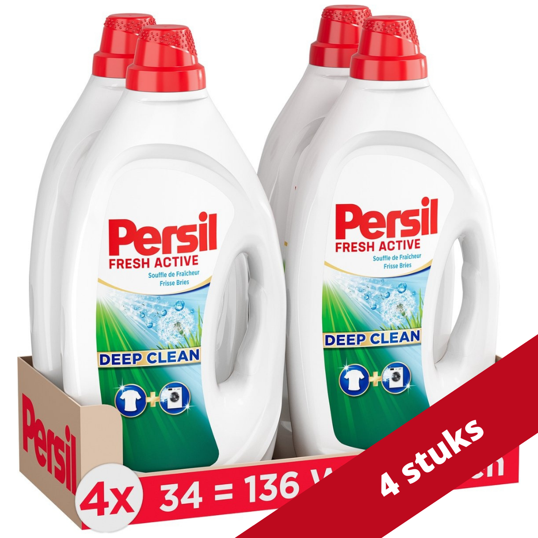 Voordeeldrogisterij Persil Vloeibaar Wasmiddel Deep Clean Fresh Breeze Voordeelverpakking - 136 wasbeurten (4x34) aanbieding