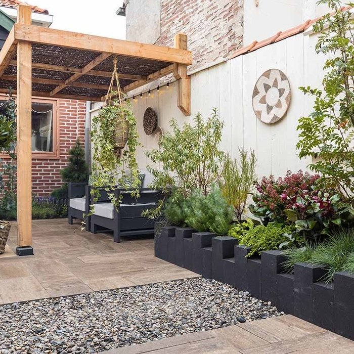 Palissade block 45x15x15cm zwart