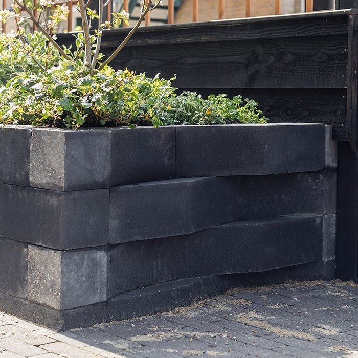 Palissade block wave 60x15x15cm zwart
