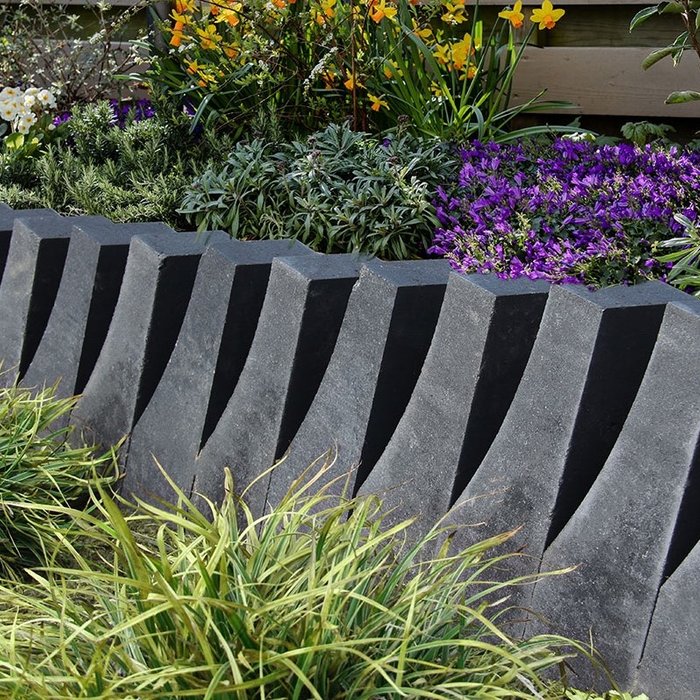 Palissade block wave 60x15x15cm zwart