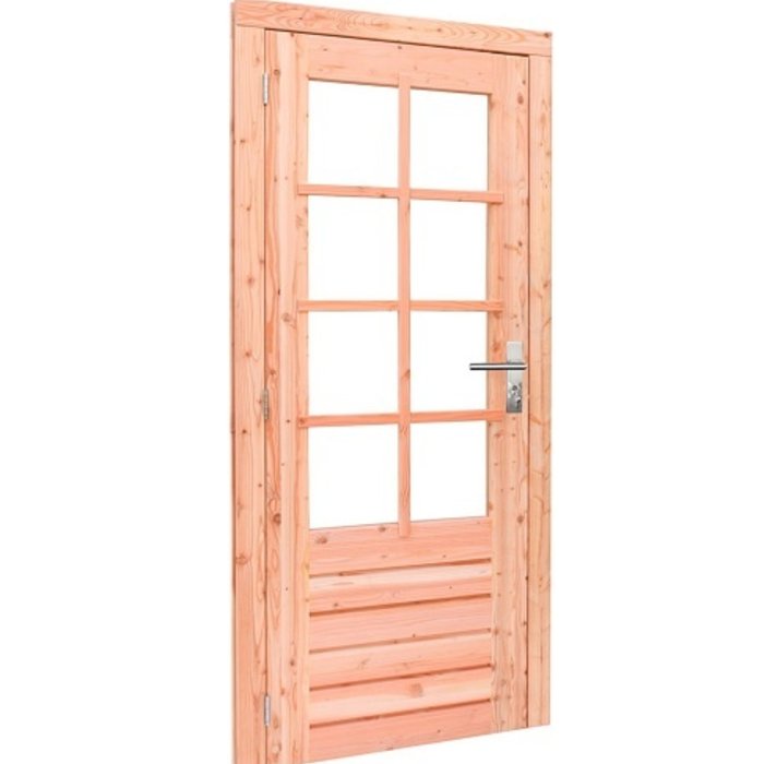 Douglas links draaiende enkele deur 90x201cm onbehandeld 8-ruits glas