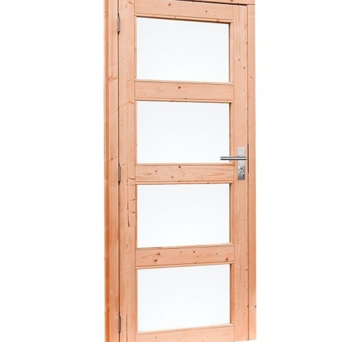 Gardenlux Gardenlux Douglas links draaiende enkele deur 90x201cm onbehandeld 4-ruits melkglas