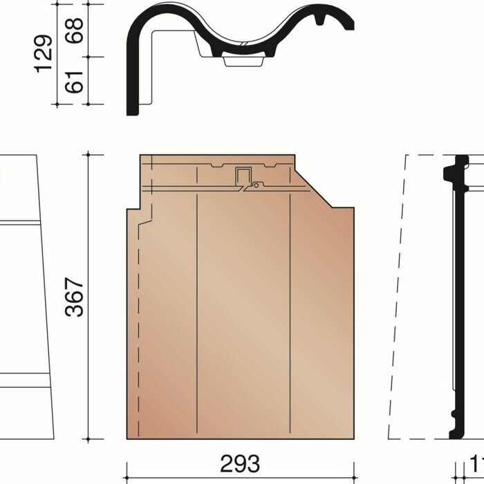 OVH linker gevelpan zwart satinet