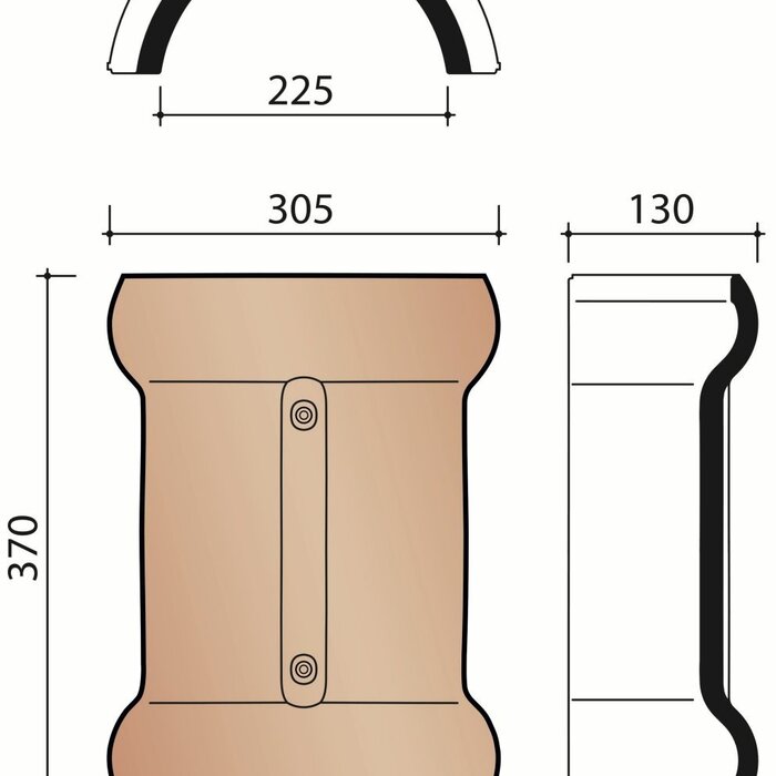 Halfronde vorst Vario met dubbele wel Natuurrood