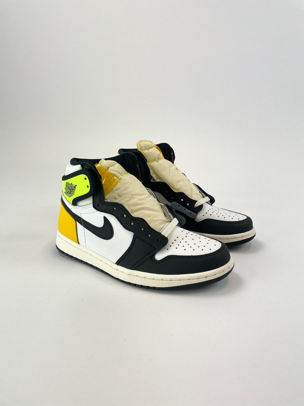 Jordan 1 Retro High White Black Volt University Gold - ZNEAKRS