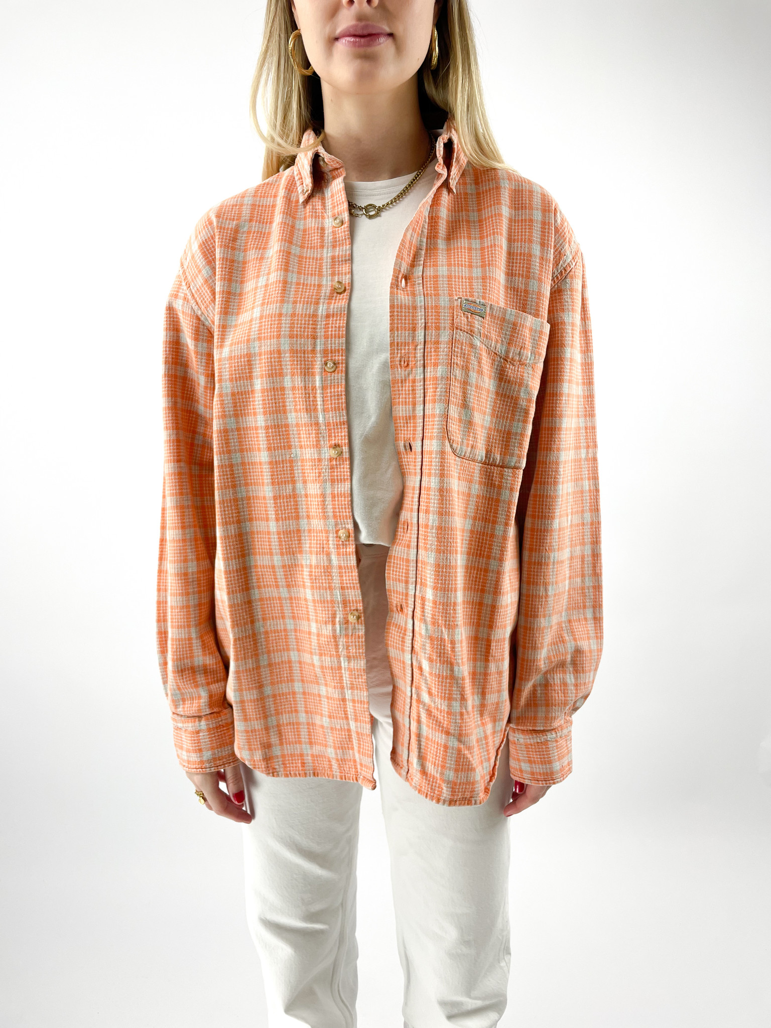 Dickies  Orange blocked flannel M (Fits L)