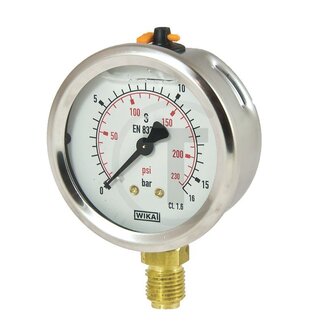 WIKA Manometer 16 bar Ø63mm - 1/4"