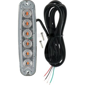 GRANIT Front flitslamp verticaal 12 / 24 V, 6 LED's, 131 x 7 x 30 mm