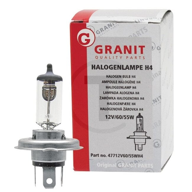 GRANIT Halogeenlamp H4 12 volt / 60/55W - 47712V60/55WH4, 41881GRNC1 | Spanning: 12 V | Vermogen: 60 / 55 Watt | Sokkel: P43t