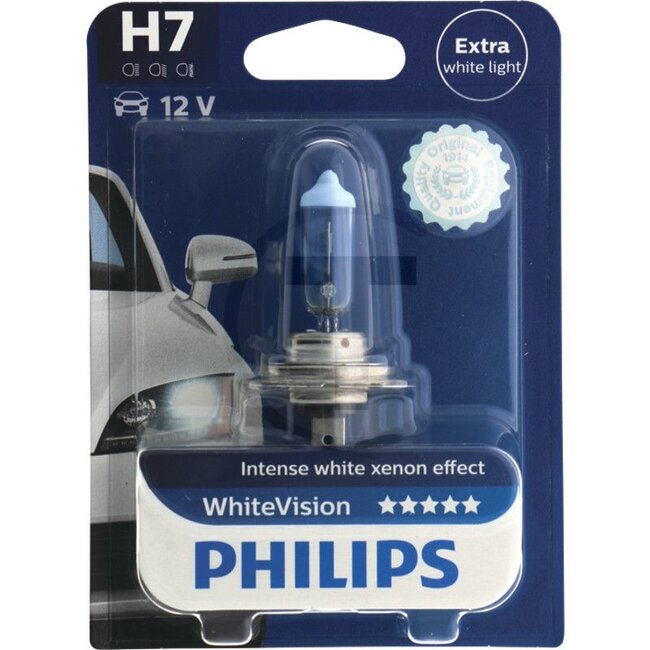 Philips Headlight bulb WhiteVision - H7 - 12V/55W - WhiteVision, 12V55W / H7 - 12972WHVB1