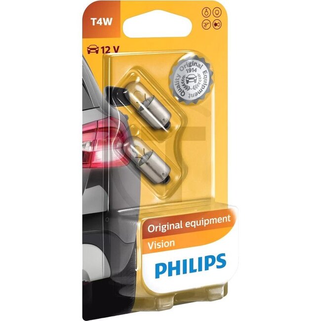 Philips Spherical bulb T4W 12 V, 4 W, base BA9s - 2 pieces | 12929B2
