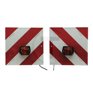 Warntafelsatz beidseitig 423 x 423 mm, 3 Besonderheiten mit Halter