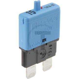 GRANIT Automatische zekering, standaard 32 volt maximaal / 15 A - blauw - met resetknop