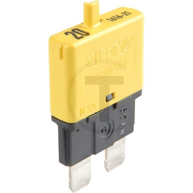GRANIT Automatic circuit breaker, standard 32 V max. / 20 A - yellow - with reset button - Type: Standard - 8JS174320-041