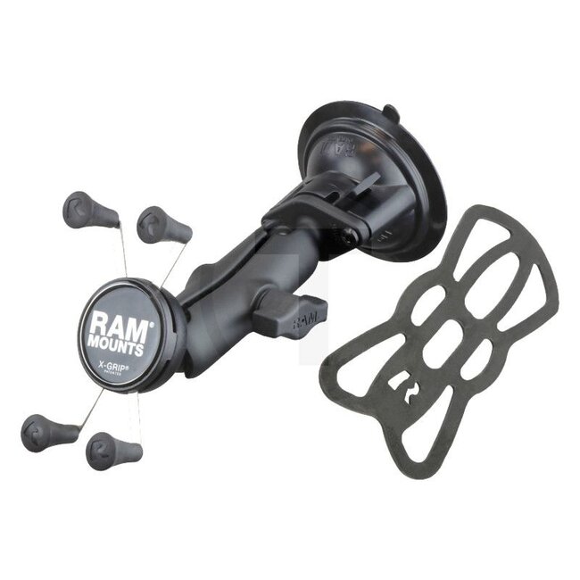 RAM MOUNTS X-Grip Halter mit Saugnapf, Verbindungsarm 90 mm, Kugel Ø 25,4 mm | RAM-B-166-UN7U