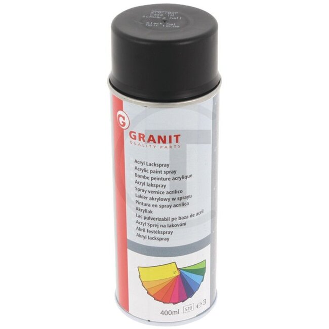 GRANIT Verf Case IH zwart mat Acryl verfspray - 400 ml spuitbus