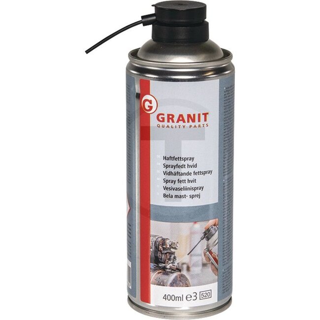 GRANIT Spuitbus met duurzaam vet, wit - 320320035-1 | Inhoud: 400 ml | Wit kleefvet, water- en temperatuurbestendig tot +200°C