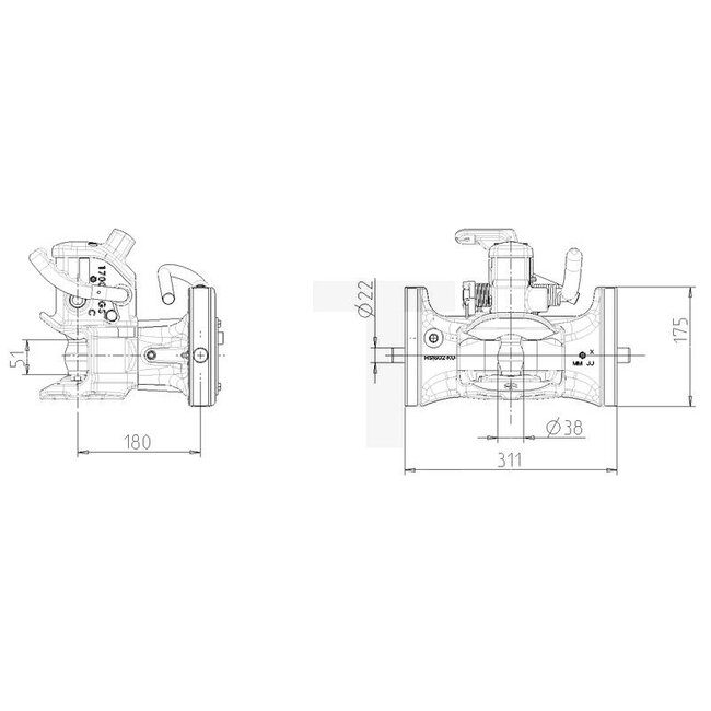 Sauermann Trekhaak 38 mm, 312 / 22 / 30 mm, 2000 kg, 84,3 kN, AGCO grijs | 73052100000, FG416500070301