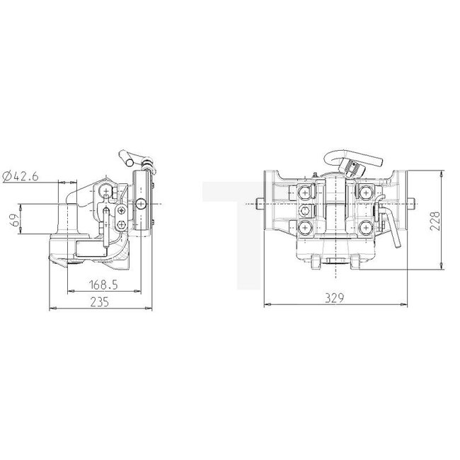 Sauermann Piton Fix railbreedte 330 mm, pen Ø 25 mm, 3000 kg, 92 kN | D0.017.8572.310