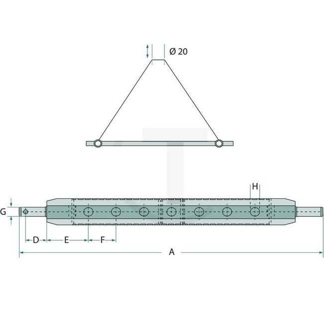 GRANIT Linkage drawbar Cat. 1 | 770 x 61,5 x 30 mm | 9 holes