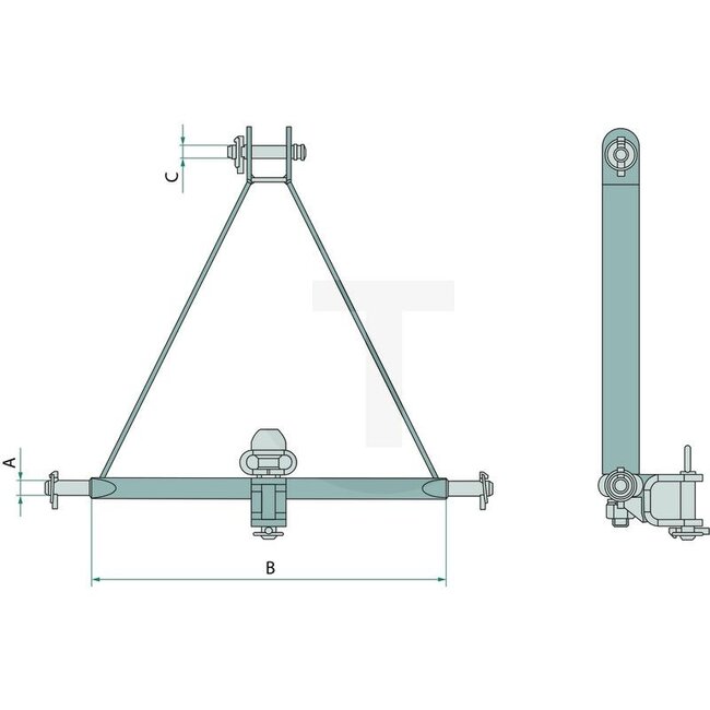 Aanhangwagenkoppeling trekbok - 812 mm - 85 pk