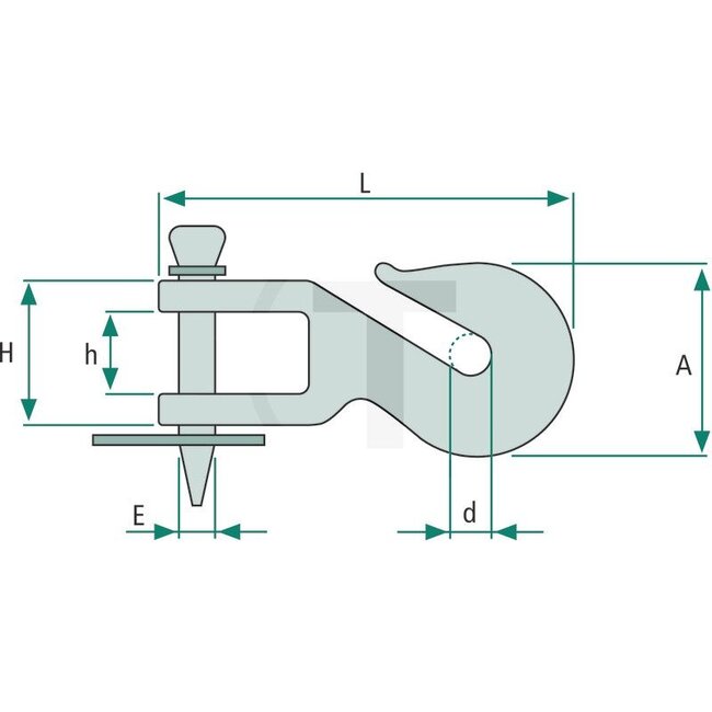 Hook for drawbars | 190 mm | 19 mm | 4300 kg - 13158