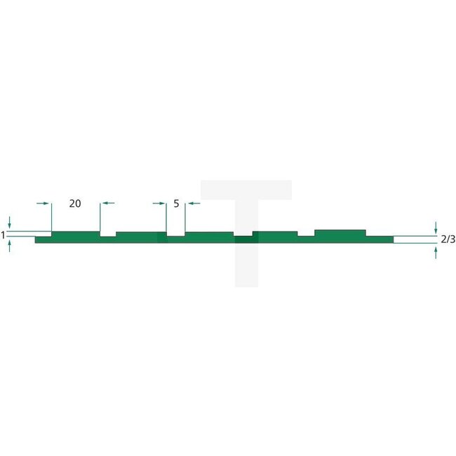 GRANIT Flat button mat 1200 mm, thickness 3 mm, nophoogte 1 mm - per meter