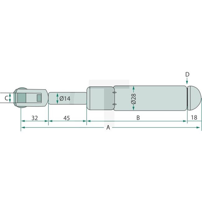 Gasdruckdämpfer 195,5 mm | 53 mm | 1300N - 128685