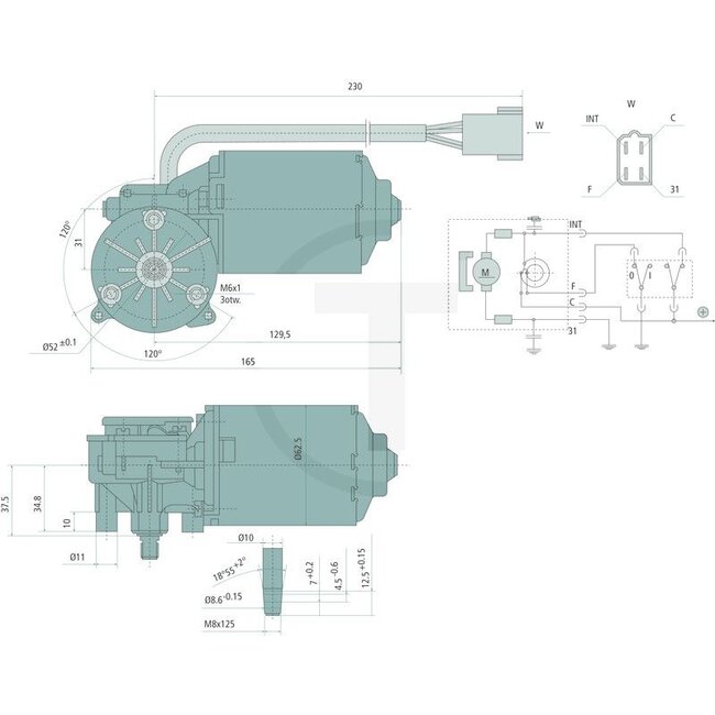 GRANIT Wischermotor 12V - 360°