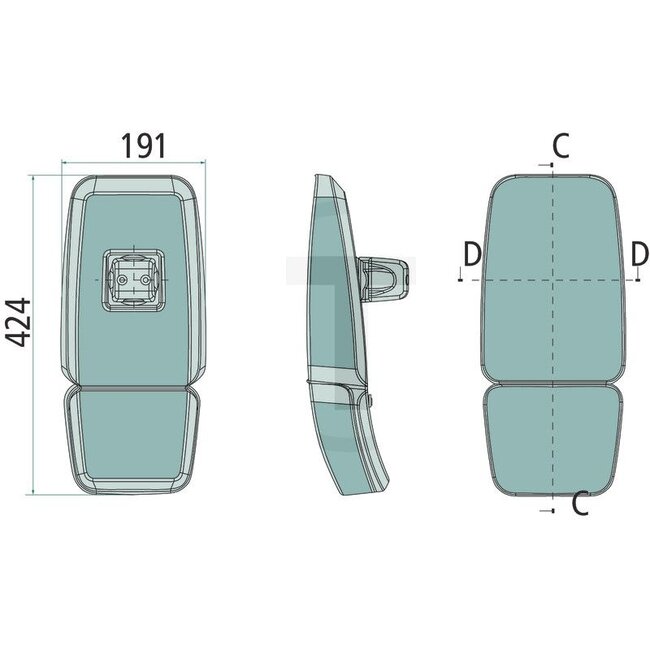 GRANIT Modular mirror left | 424 x 191 mm | rod Ø 18 - Ø 25 mm - AL229293