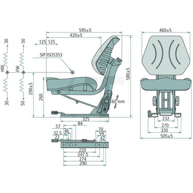 GRANIT Trekkerstoel mechanisch geveerd - PVC kunstleer