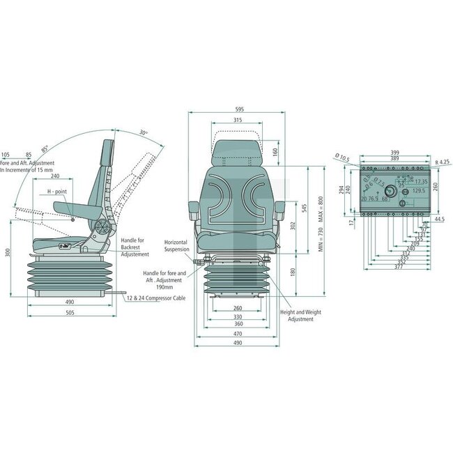 GRANIT Sitz Stoffbezug grau 12V - STPLUSTV6G/GREYCLOTH, 1078041