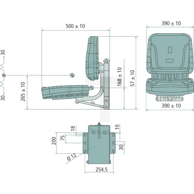 GRANIT Beifahrersitz Wandbefestigung PVC schwarz klappbar