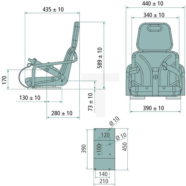 GRANIT Children’s seat folding no suspension, PVC, width 350 mm | STYP11KID
