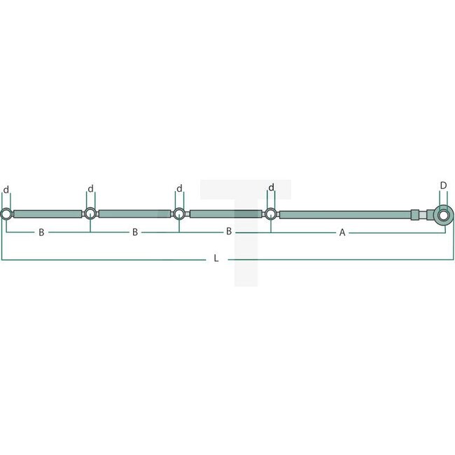 GRANIT Rücklaufleitung 3 Zylinder, 490 mm, Ø 14 mm, Ø 8 mm | 3055378R91