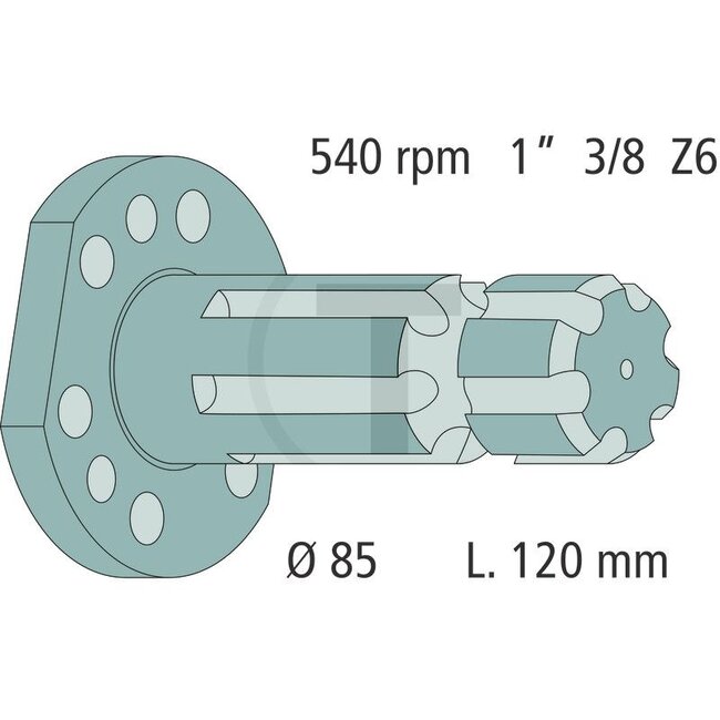 GRANIT PTO shaft end piece 120 mm, 1 3/8" 6 splines, 540 rpm. | 0.167.3660.0/30