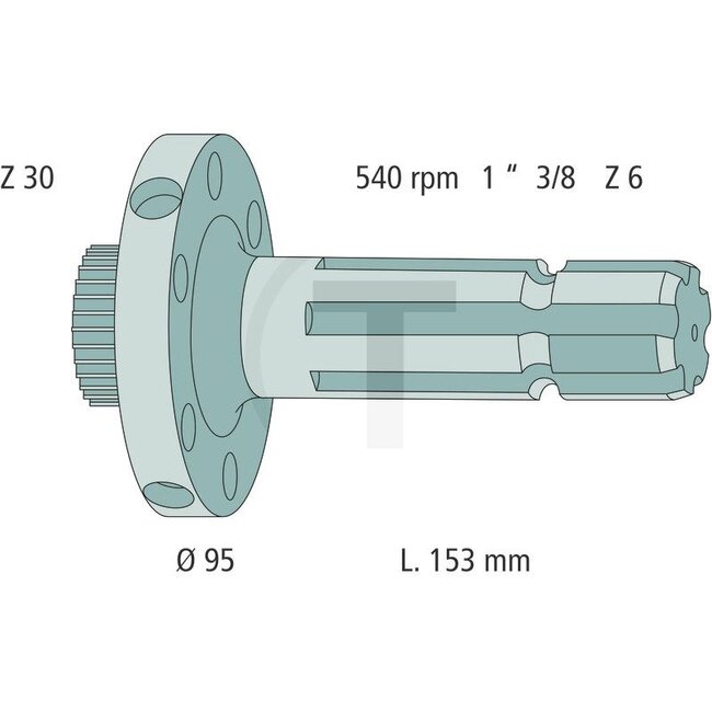 GRANIT PTO shaft end piece 1 3/8 inch, 6 splines, 153 mm, 30 teeth | 0071034100000, 926150220031, 716150220400, 926150220030
