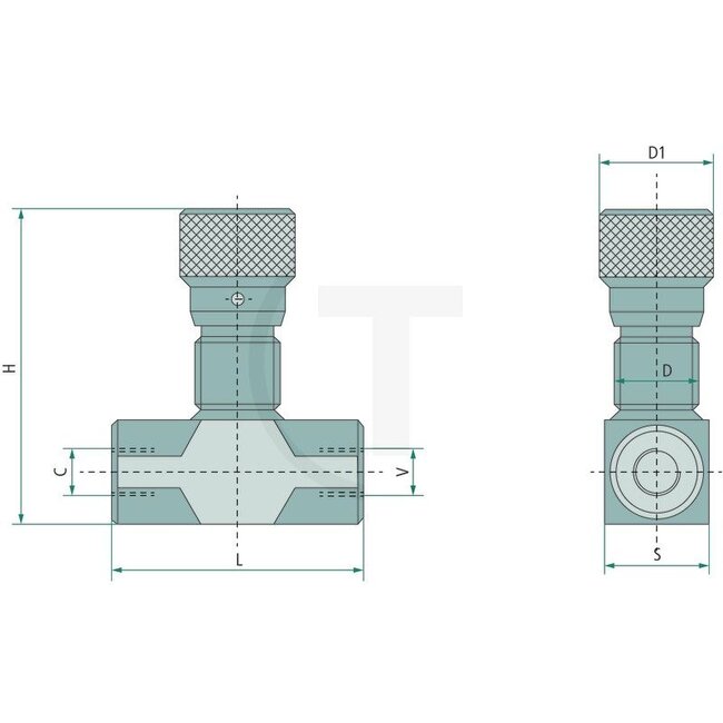 Oleodinamica Marchesini Smoorventiel VRFB - 3/8” BSP, knop - 85036016, DV-K-06