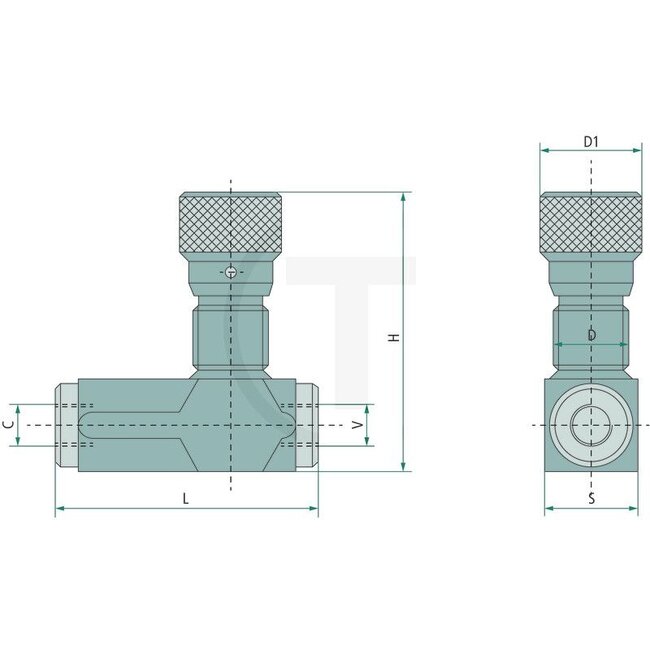 Oleodinamica Marchesini Drosselrückschlagventil VRFU -3/8" BSP Knopf - DRV-K-06