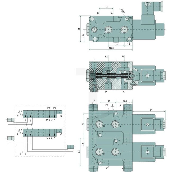 GRANIT Steering valve 6/2 SWV-E-12V 50 l/min, G 1/2 inch, 12 V | 4187001000, 04187001000