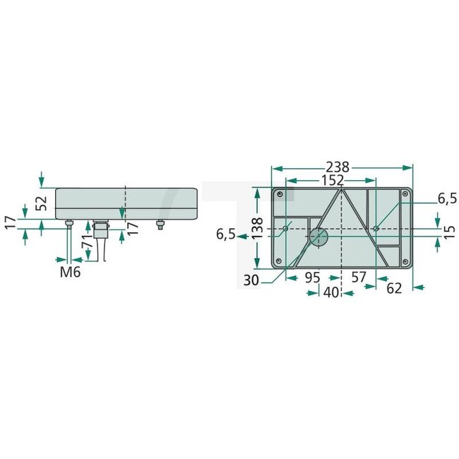 GRANIT Achterlicht 238 x 138 x 52 mm, 12 V, links, reflector | 102070010