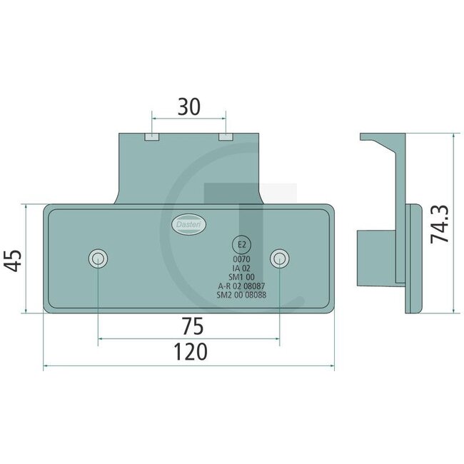 GRANIT Seitenmarkierungsleuchte LED 12 / 24 V, Breite 120 mm, mit Winkelhalter