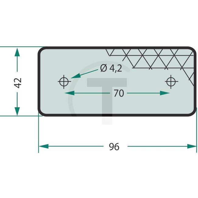 GRANIT Reflector - 20799002, 9040, 849 | Kleur: rood | Breedte: 96 mm | Hoogte: 42 mm | Materiaaldikte: 9,0 mm | Borings-Ø: 4,2 mm | Gatafstand: 70 mm