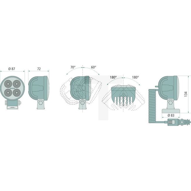 GRANIT Arbeitsscheinwerfer LED - Nennspannung: 12 / 24 V, Spannungsbereich: 10 - 30 V, Leuchtmittel: LED - CRC5B.50053.07