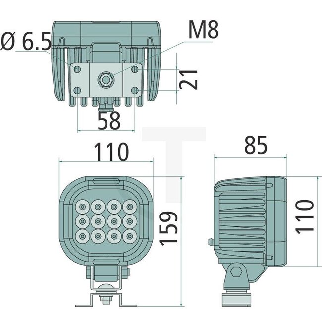 GRANIT Arbeitsscheinwerfer LED Fernscheinwerfer 60 W, 5830 lm, 110 x 85 mm, 12 / 24 V