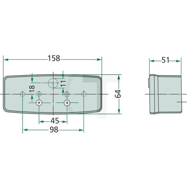 HELLA Achterlicht rechts 158 x 64 x 51 mm, 12 V Fendt, John Deere, Kubota | X830180048000, X830180151000, X825282179000, X830180046000, X830180132000, AL32070, AL64946, 2SD003184041