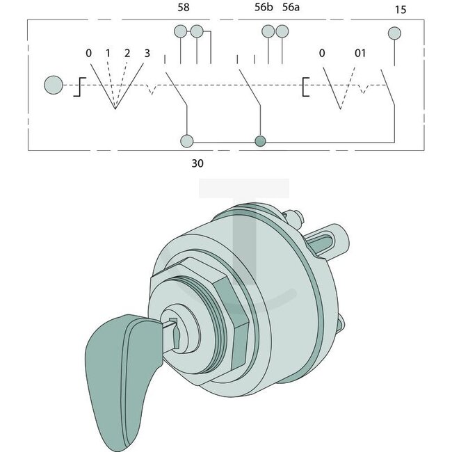 BOSCH Zündlichtschalter mit Schlüssel 12 V, M26 x 1, Ø 26,5 mm
