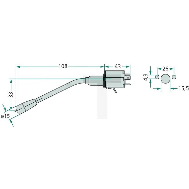 HELLA Stuurkolomschakelaar claxon, schakelstang 108 mm Case IH, Deutz, IHC | 6BA001539001